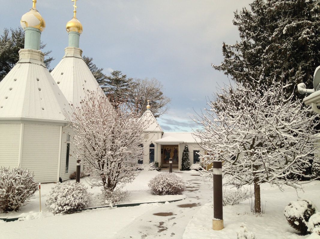 Byzantine monastery in the snow